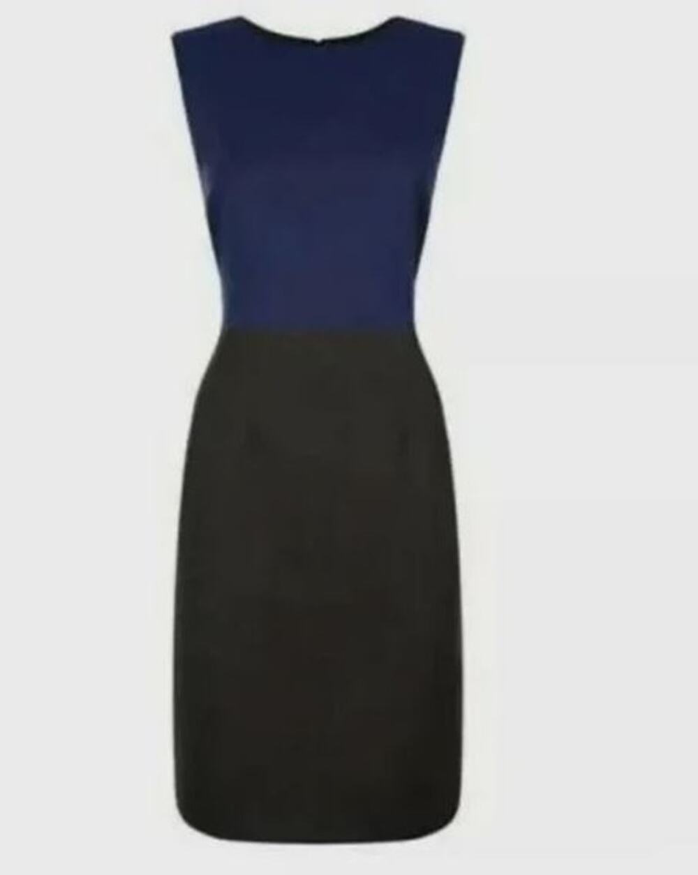 nwt ELIE TAHARI cobalt blue gray soft felt colorblock sleeveless Emory Dress